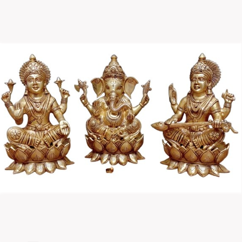 Brass Statue Of Laxmi Ganesh and Saraswati Manufacturers in Delhi